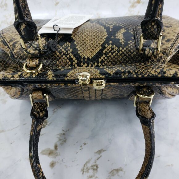 Brahmin Handbag Felix Mini Layla Satchel Purse, Coffee Animal Print - Picture 8 of 8